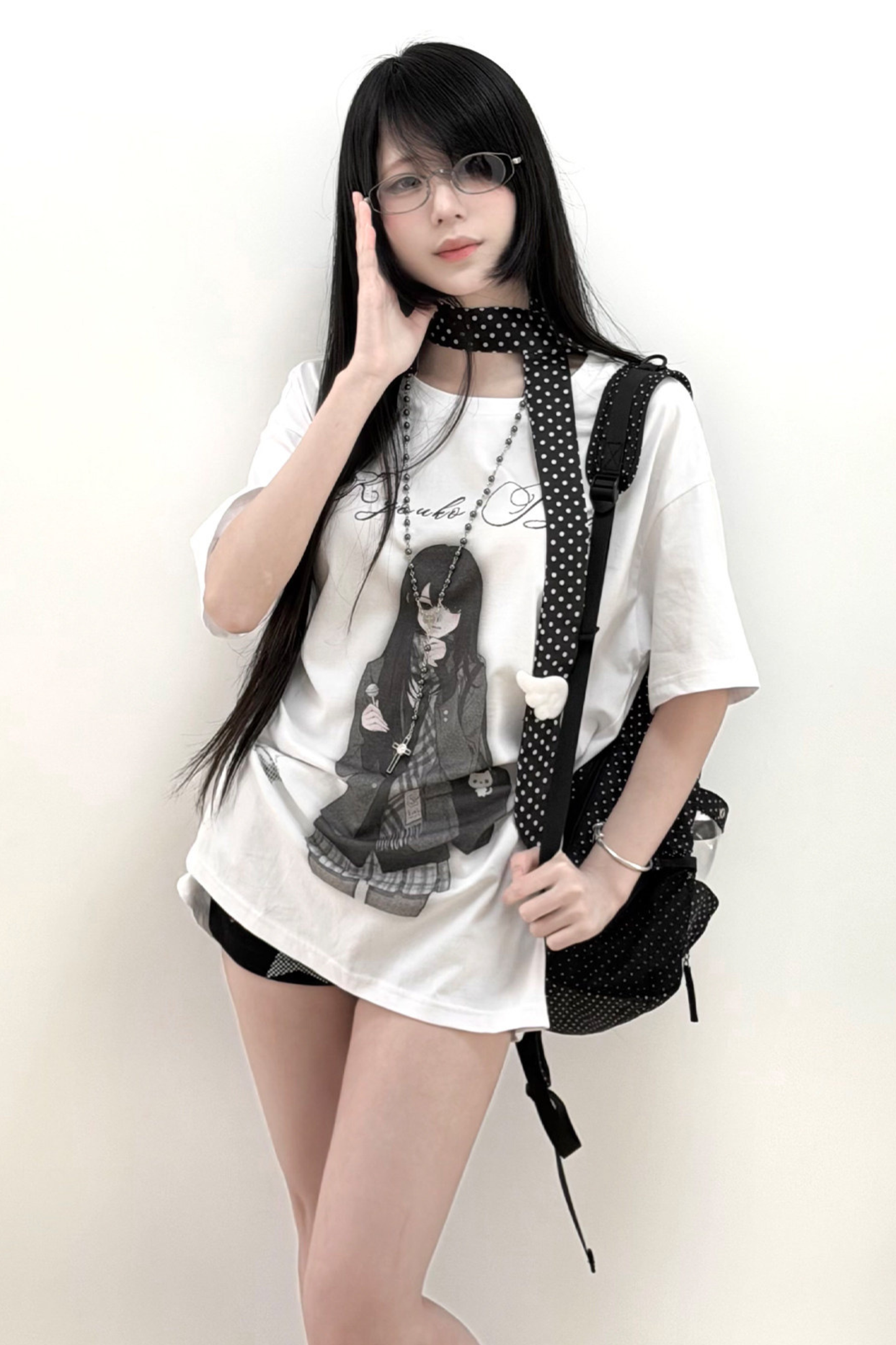Schoolgirl Illustration Loose Top + Skirt