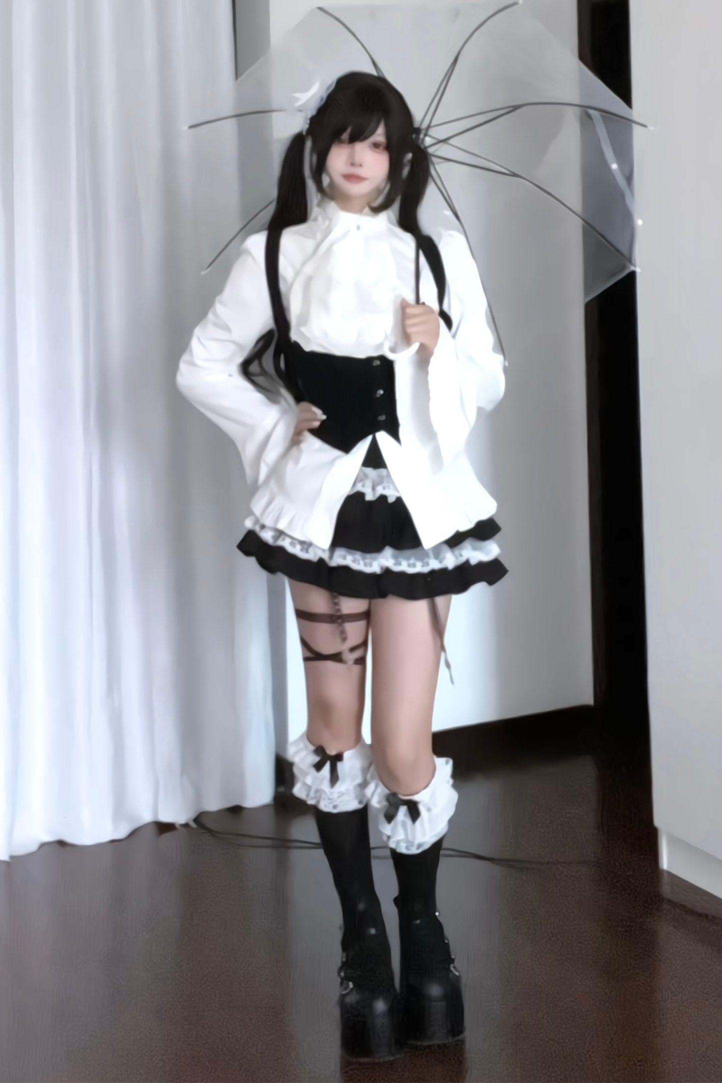 Ruffle Flutter Sleeve Top + Tiered Skirt