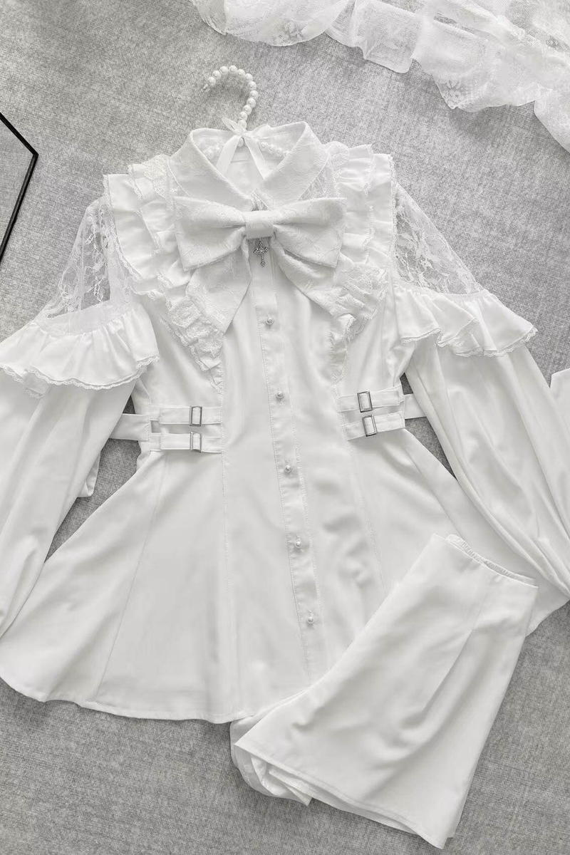 Lace Off Shoulder Design Dress + Shorts