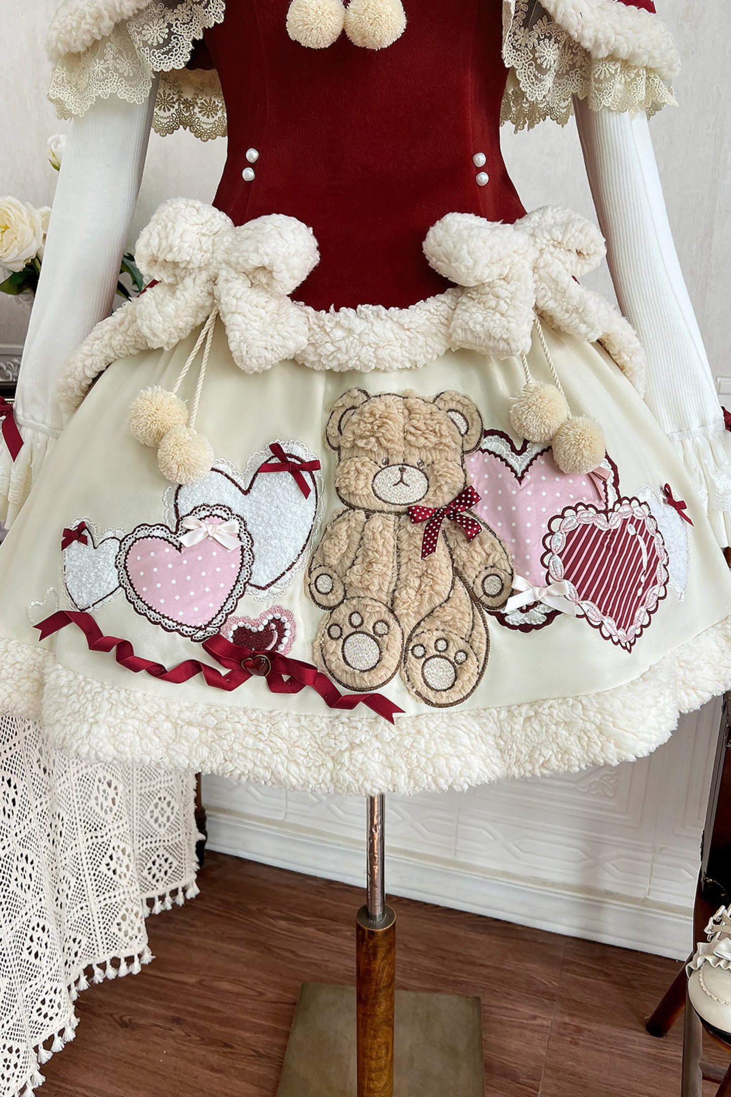[pre-order] Rabbit Lolita Cape + Suspenders + Bear Design Skirt + Turtleneck