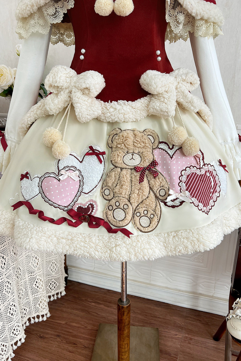 [pre-order] Rabbit Lolita Cape + Suspenders + Bear Design Skirt + Turtleneck