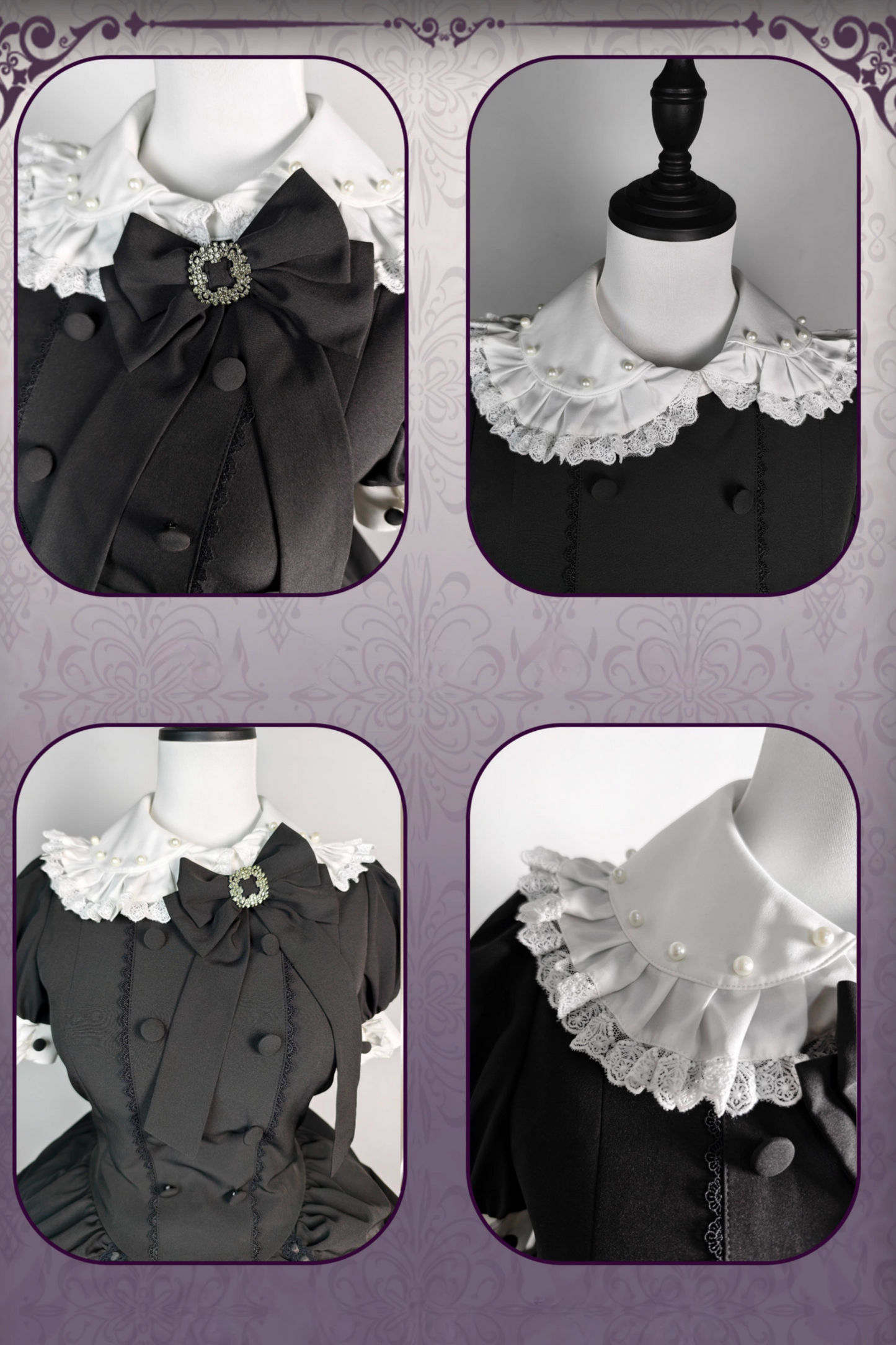 [limited Quantity] Gothic Dark Doll Lolita Black Ribbon Dress