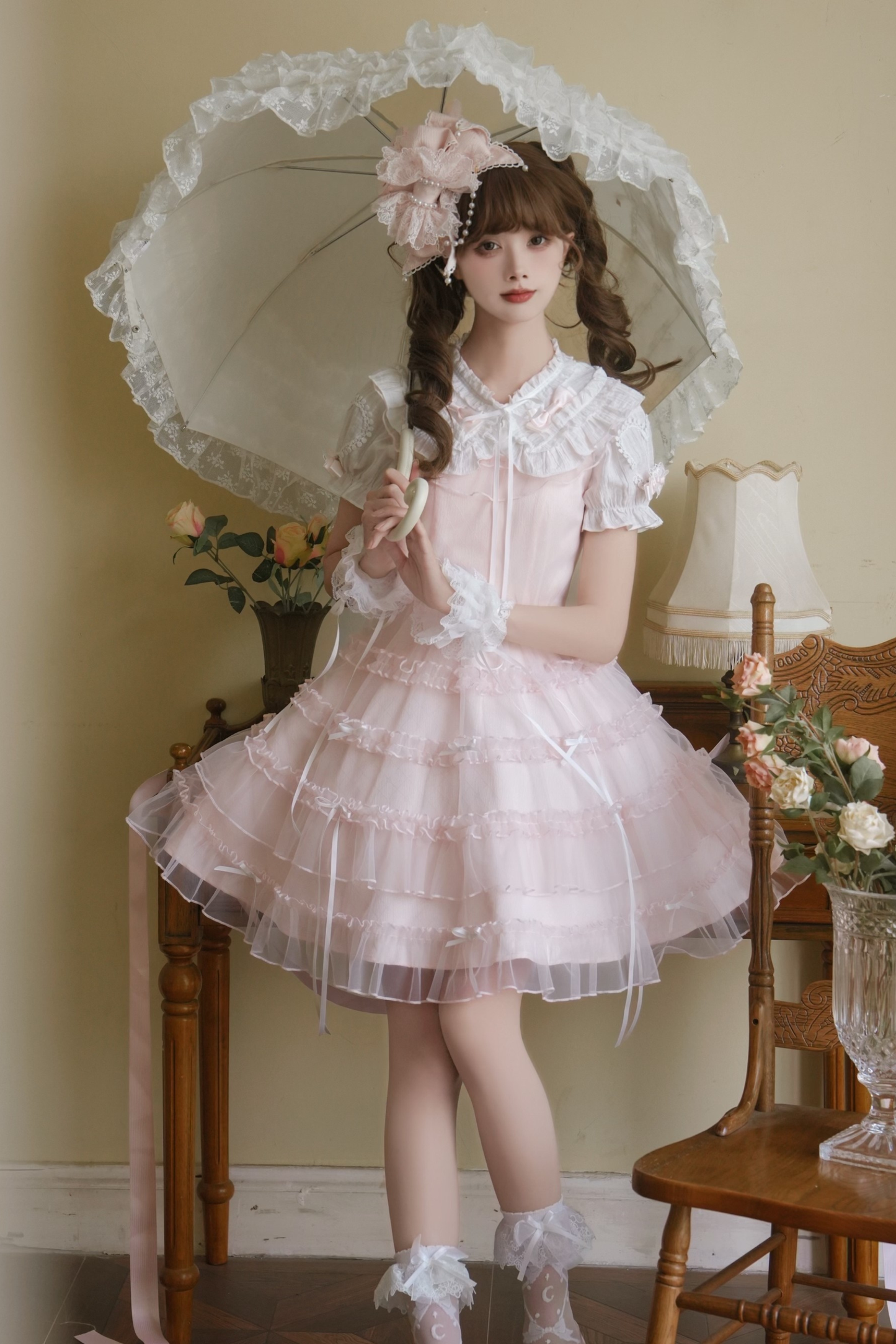Sweet Girl Doll Collar Lolita Top + Skirt