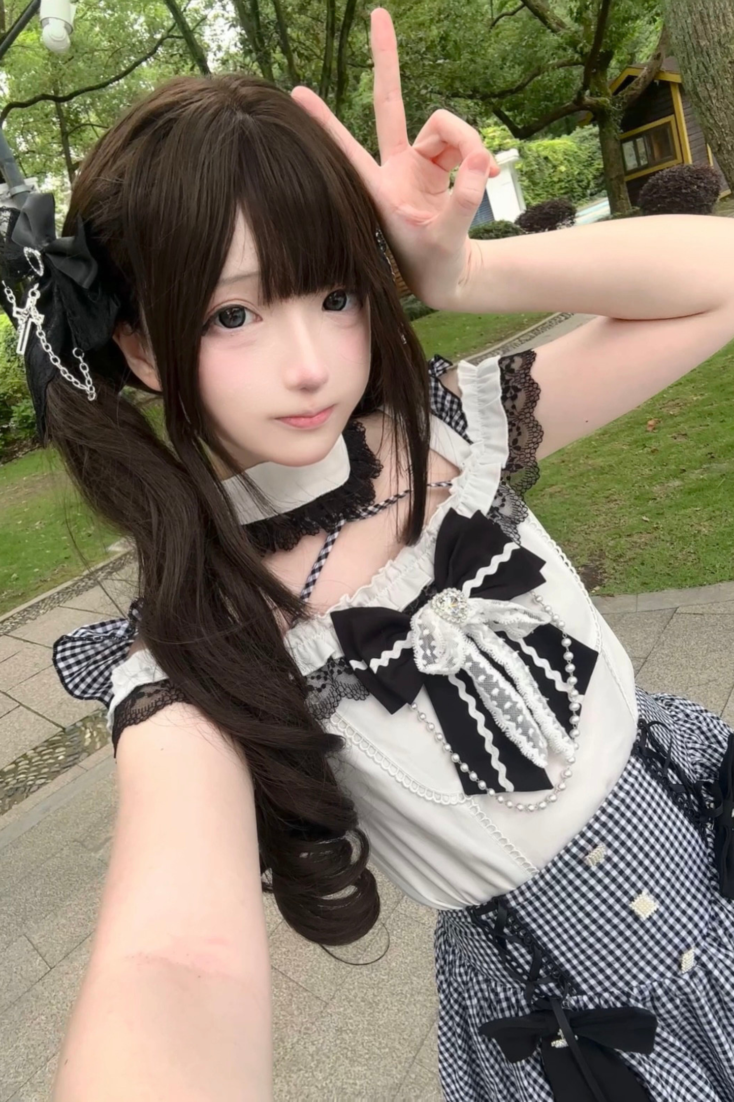 Checkered Off Shoulder Top + Skirt