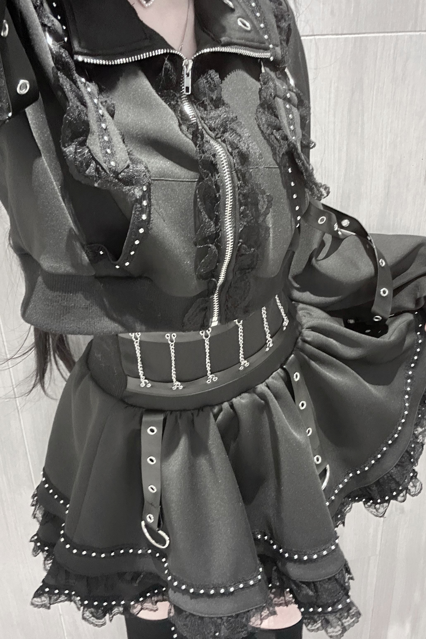 Dark Subculture Sporty Jacket + Skirt