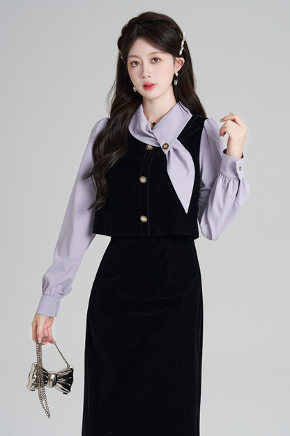 French Contrast Retro Dress
