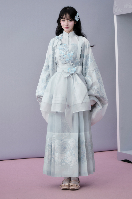 Water Mist Pure Chinese-style Jacket + Skirt + Overskirt