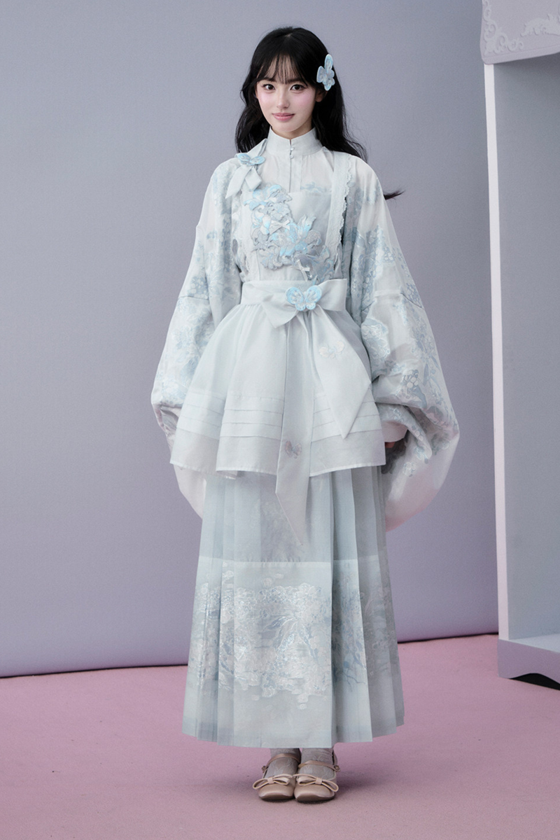 Water Mist Pure Chinese-style Jacket + Skirt + Overskirt