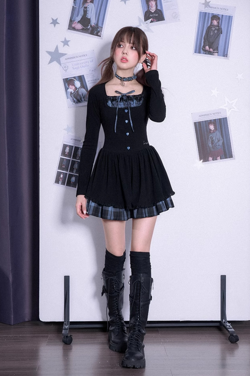 Plaid Heart Tiered Dress