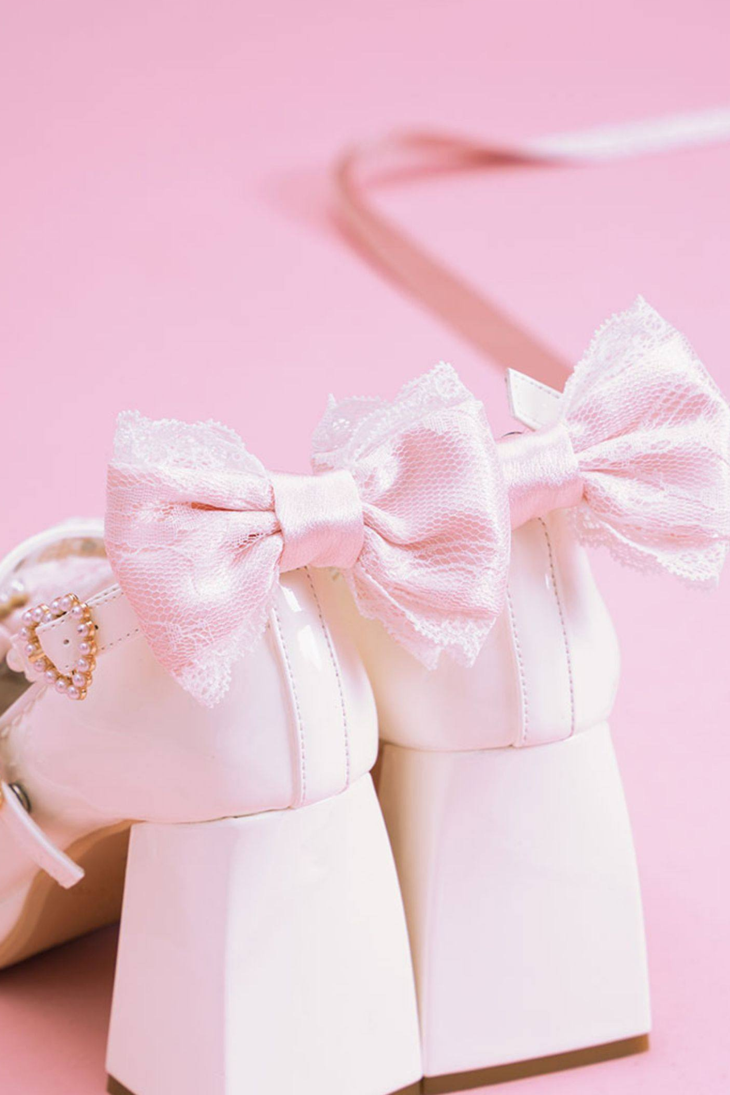 Polka Dot Lolita Ribbon High Heels