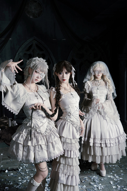 Gothic Lolita Skirt + Corset + Veil + Necklace + Waist Chain
