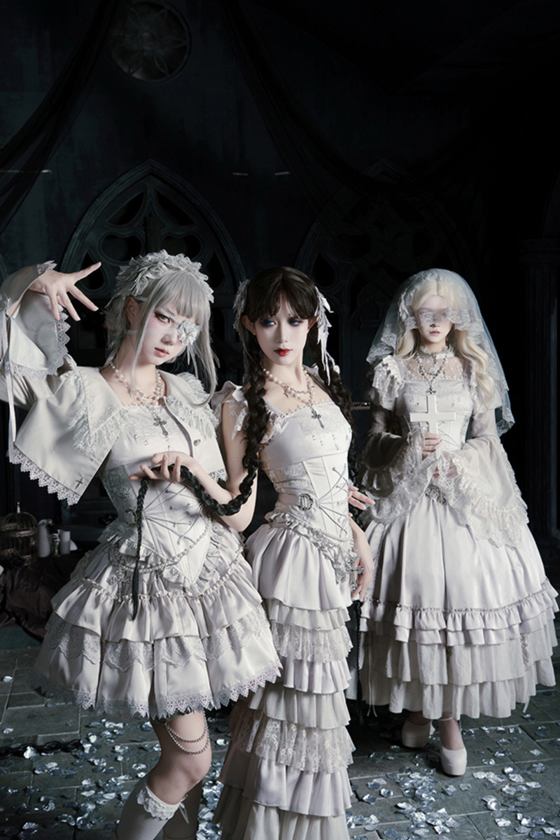 Gothic Lolita Skirt + Corset + Veil + Necklace + Waist Chain