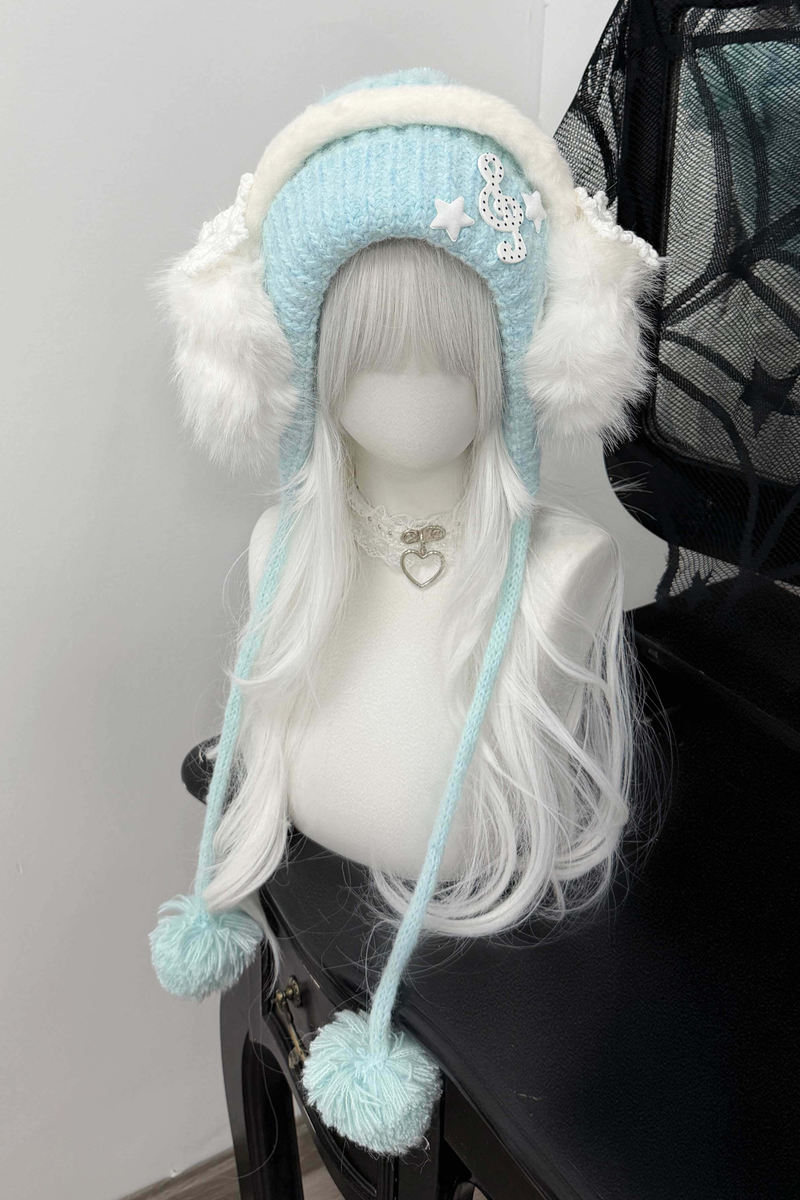 Snow Music Knit Hat + Ear Muffs