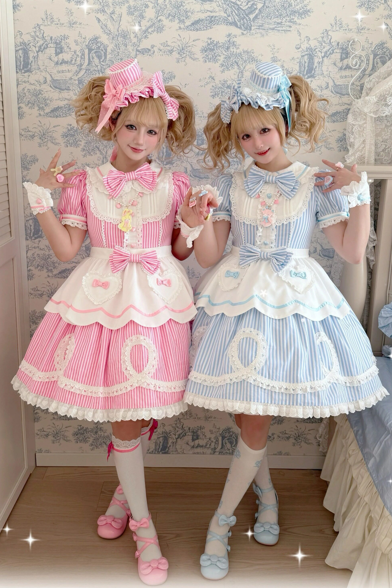 [pre-order] Retro Doll-like Lolita Dress + Hair Band + Clip + Bonnet + Hat