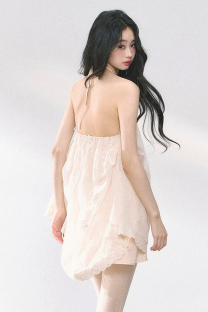 Wendy Lace Flower Halter Neck Dress