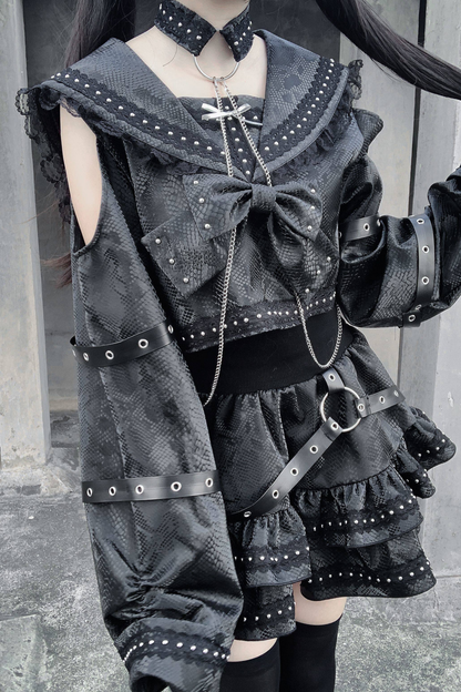 Dark Lace Outfit Top + Skirt