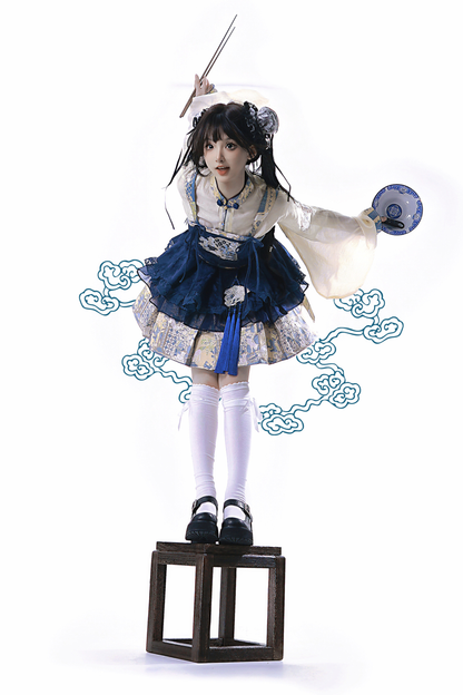 Chinese-style Suspender Skirt + Shirt + Accessories