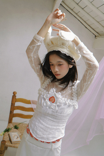 Cherry Sheer Turtleneck Top