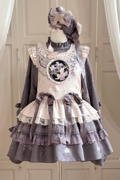 Chinese-style Ruffle Dress + Vest + Headband