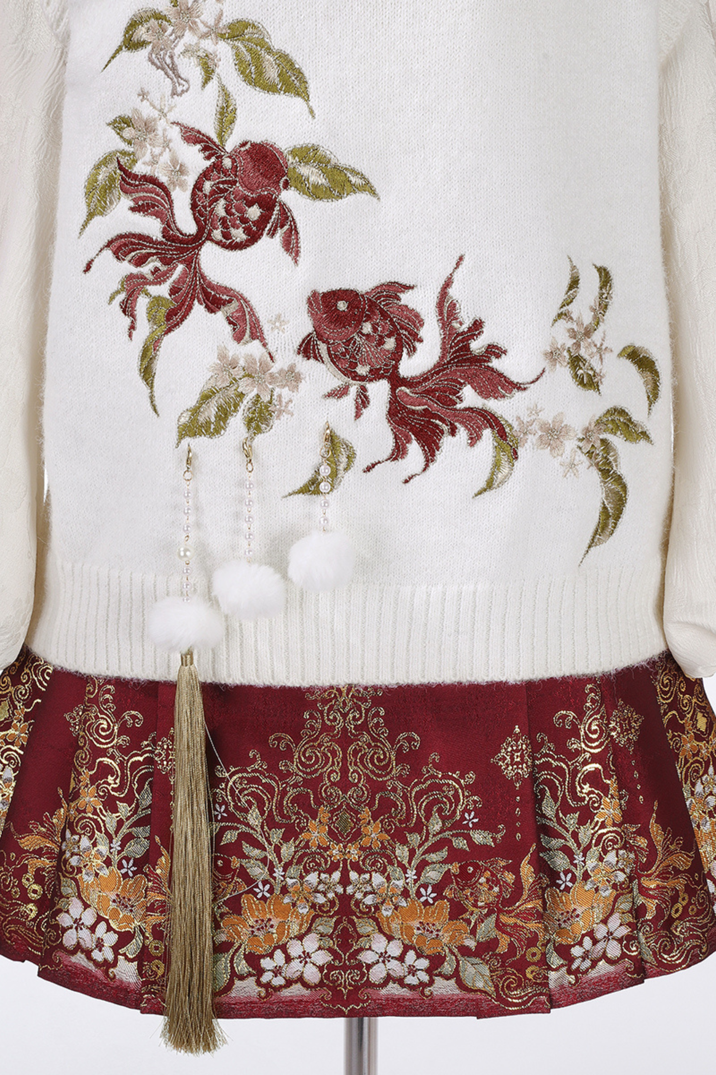 China Snow Knit Vest + Shirt + Skirt
