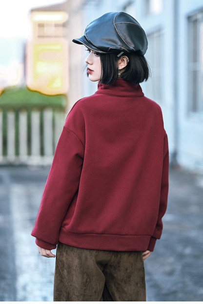 Retro Chinese-style Mode Zip Neck Top