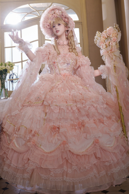 Sweet Flower Tea Party Lolita Accessory Hat + Veil + Necklace + Gloves + Scepter
