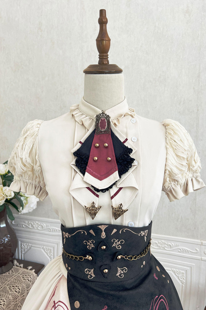 Lolita Puff Sleeve Top + Asymmetrical Skirt + Corset