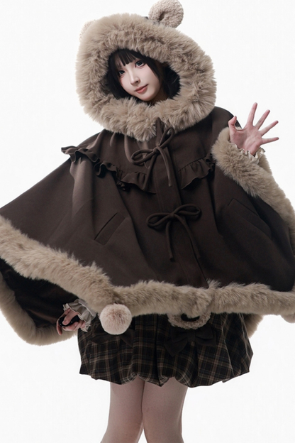 Velvet Bear Hooded Cape + Top + Suspender Skirt + Leg Covers