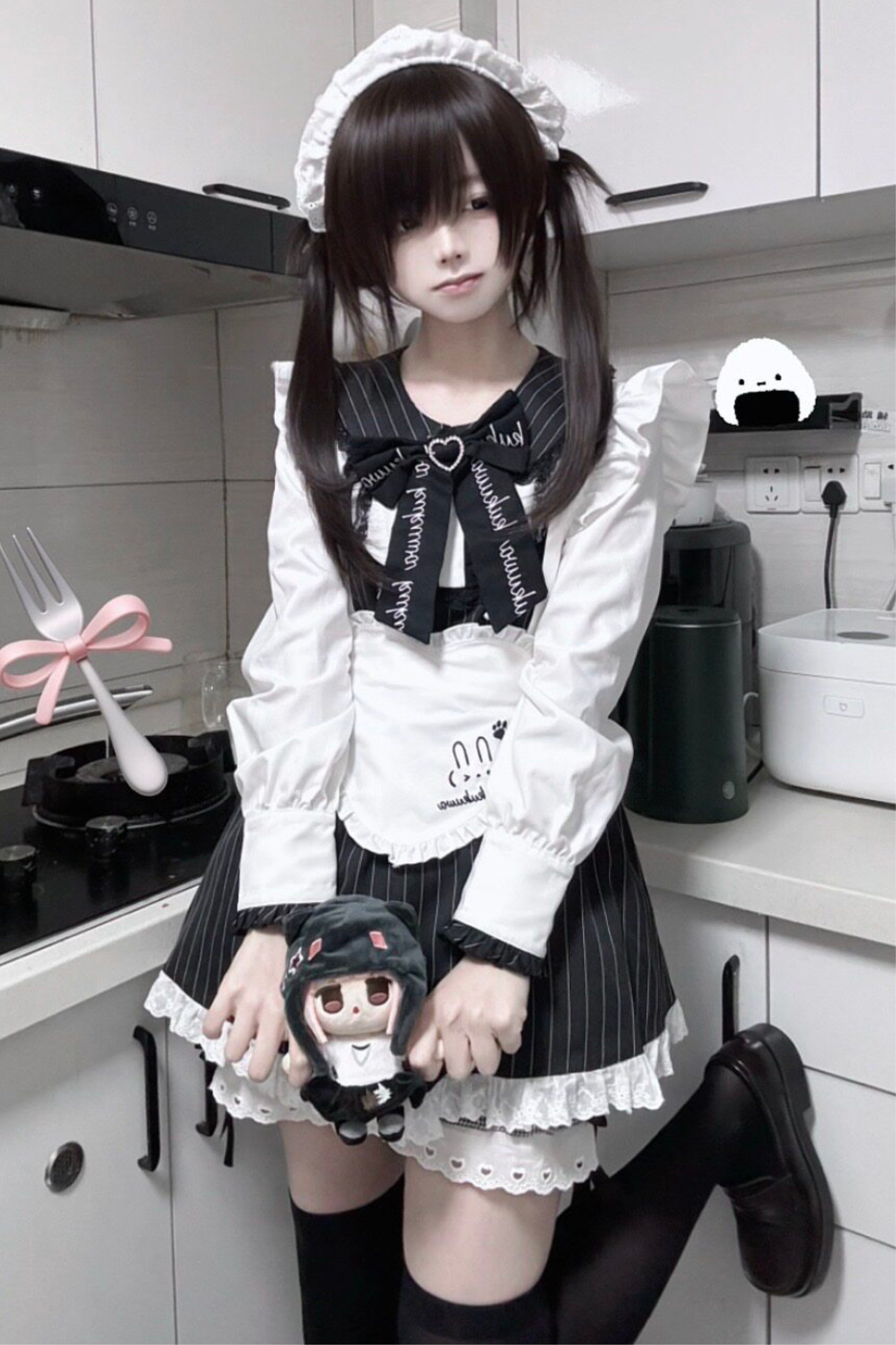 Dark Angel Lace Up Dress + Apron + Sweater