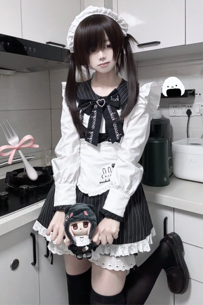 Dark Angel Lace Up Dress + Apron + Sweater