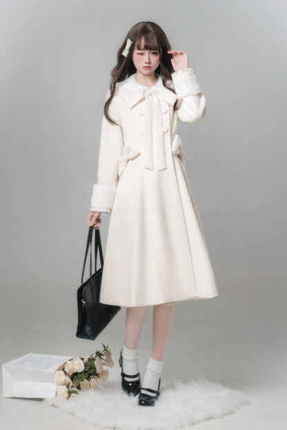 White Snow Long Coat + Shirt + Skirt
