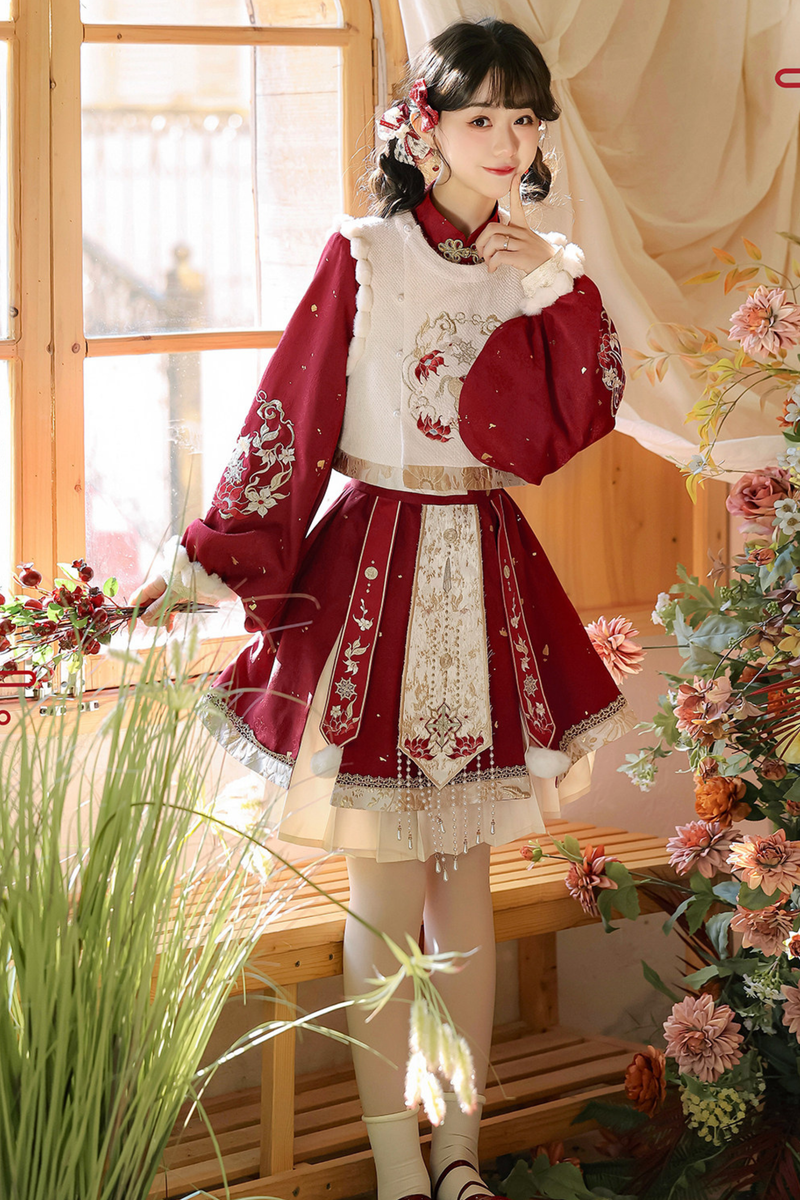 Chinese Lolita Red Dress Set