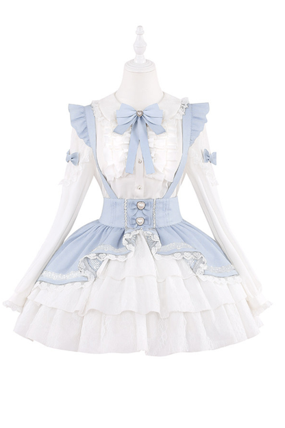 Lace Shirt + Tiered Bib Skirt