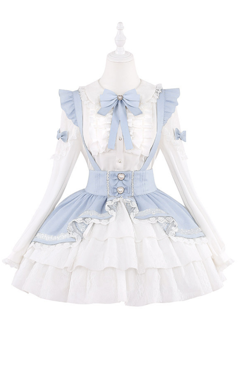 Lace Shirt + Tiered Bib Skirt