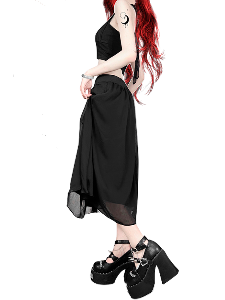 Dark Rose Witch Punk Rivet Round Toe Platform Shoes