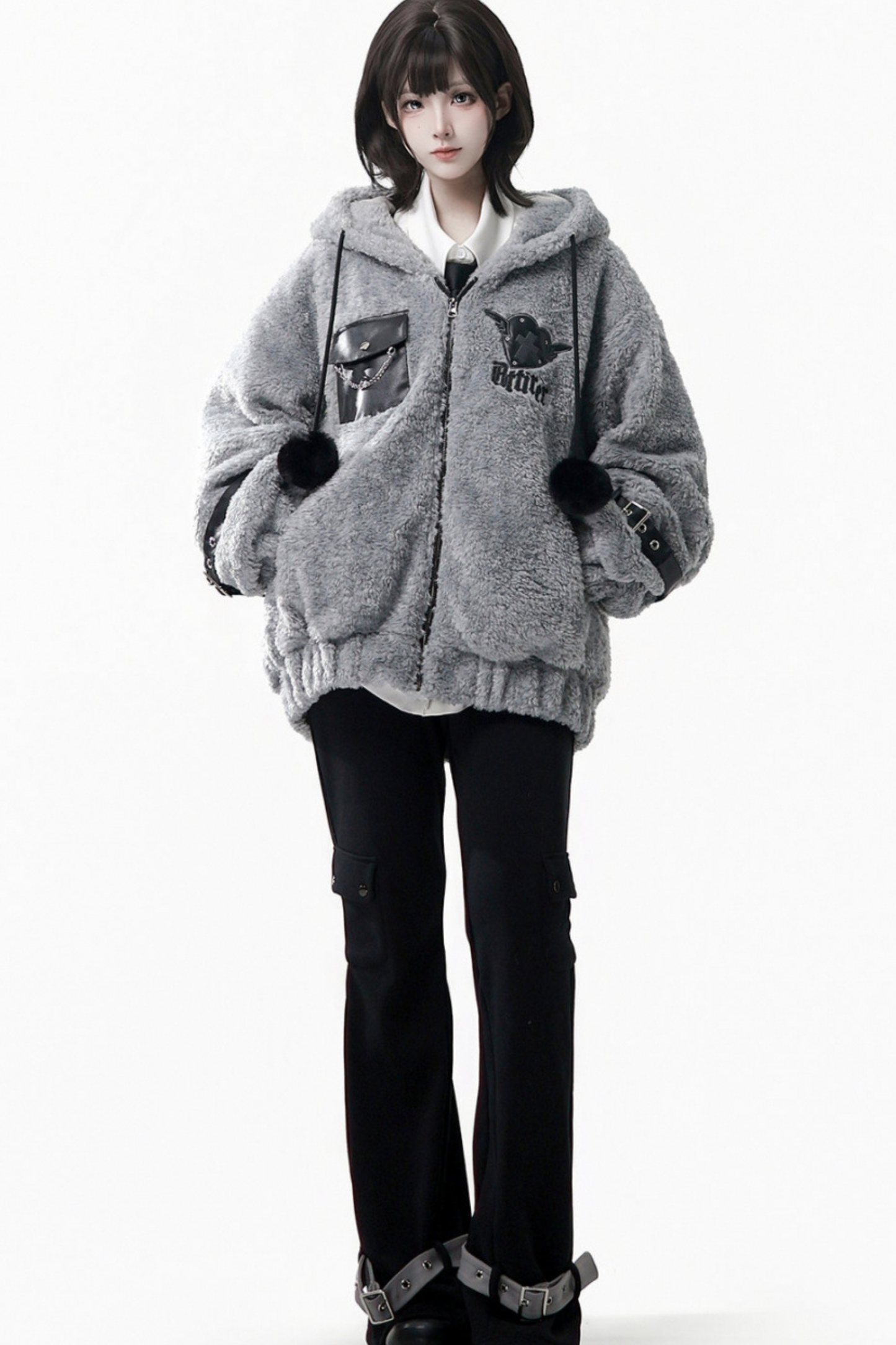 Patchwork Fur Hooded Coat + Pants + Shirt + Skirt + Leg Warmers