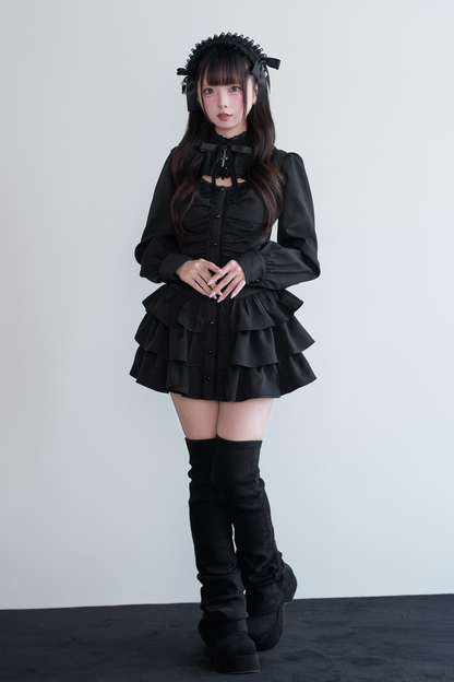 Little Goth Lace Ribbon Dress + Shorts