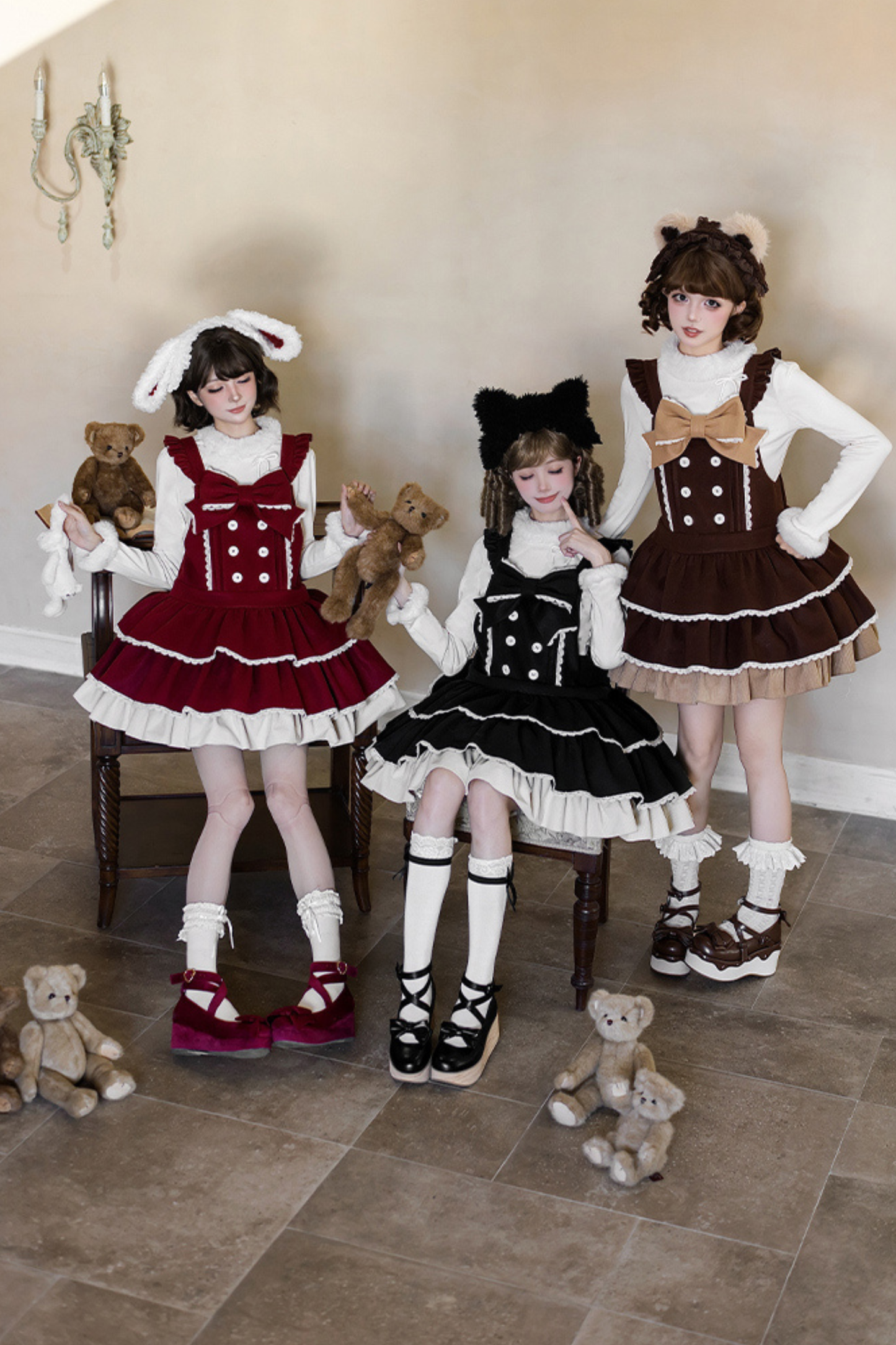 Doll Lolita Dress + Top + Animal Leg Loops + Animal Headband