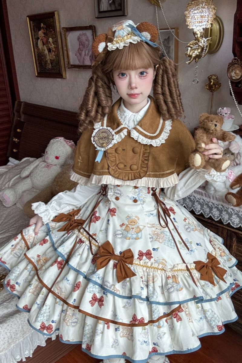 Seaside Bear Tea Party Lolita Dress + Cape