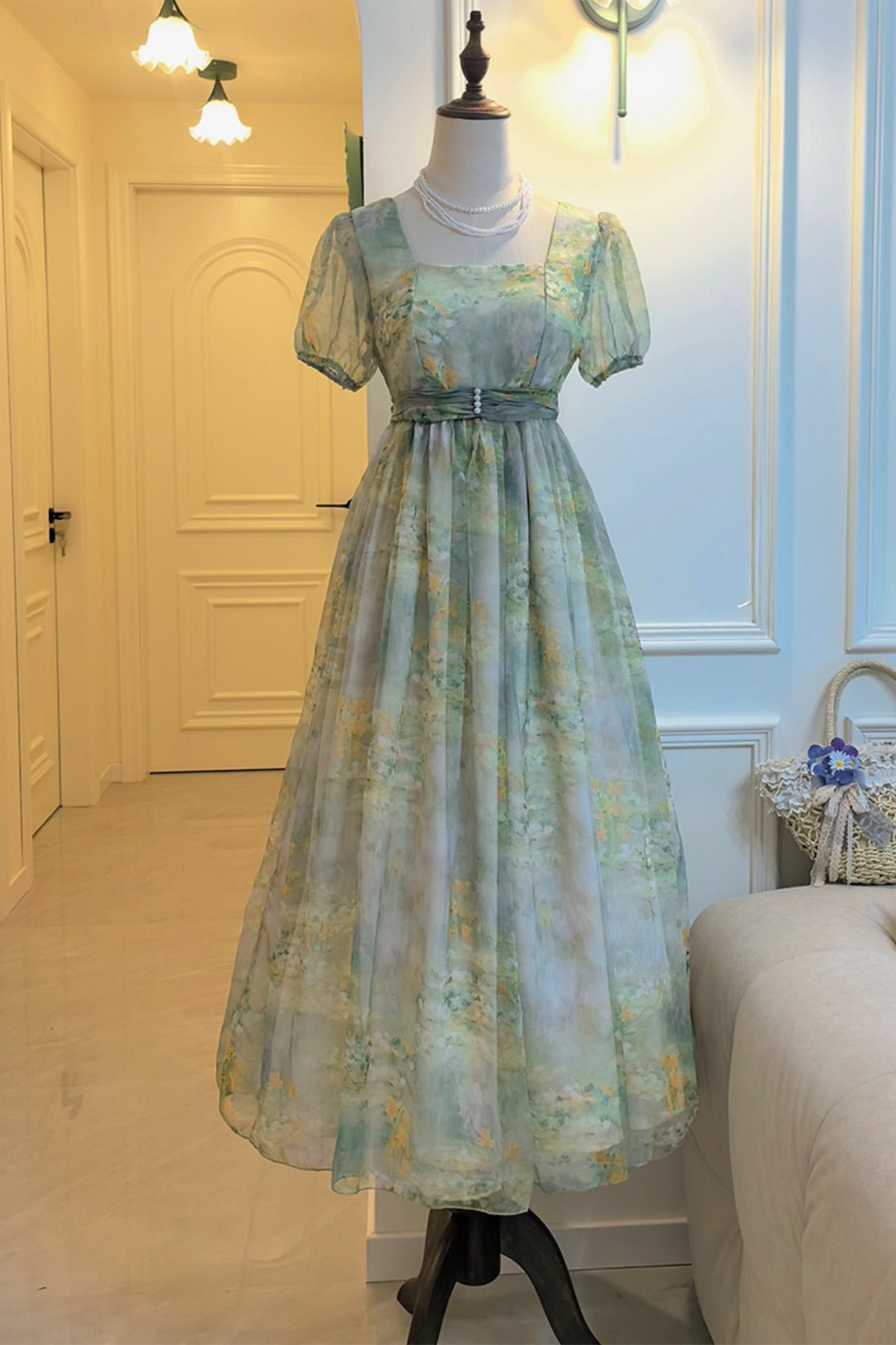 Marble Art High Waist Mark Lolita Dress