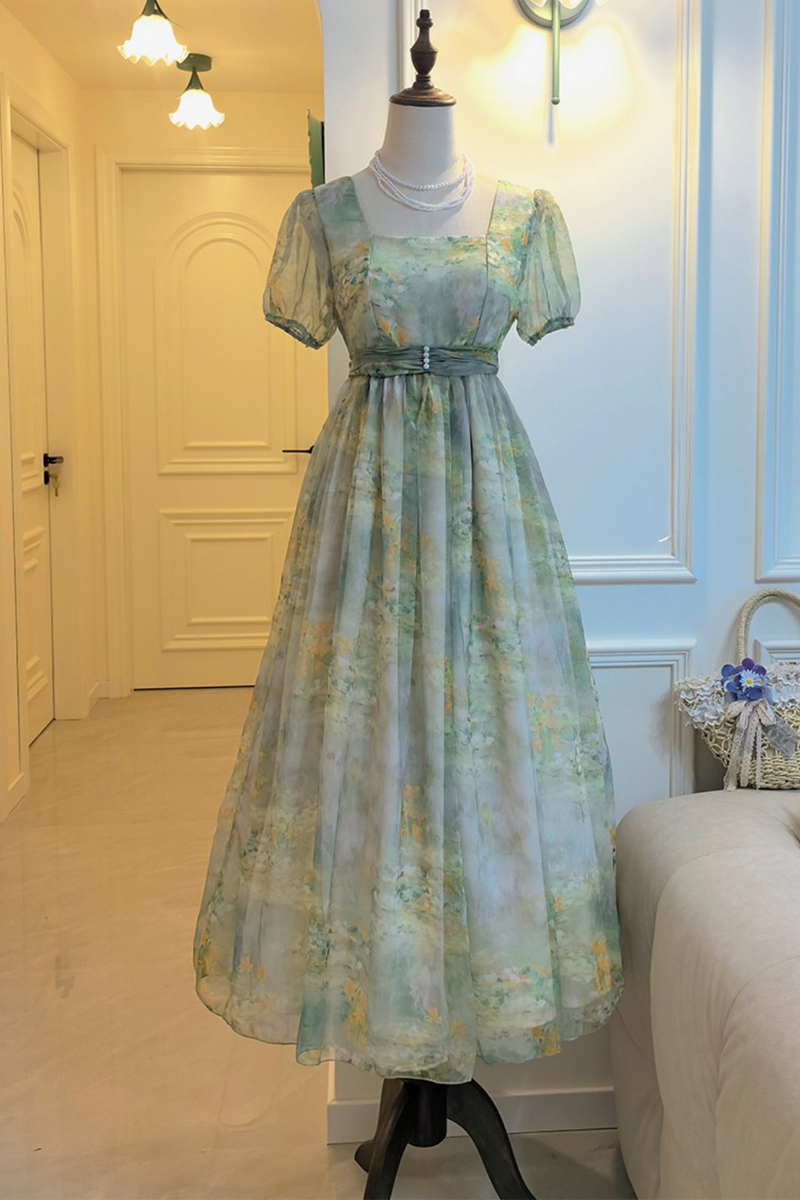 Marble Art High Waist Mark Lolita Dress