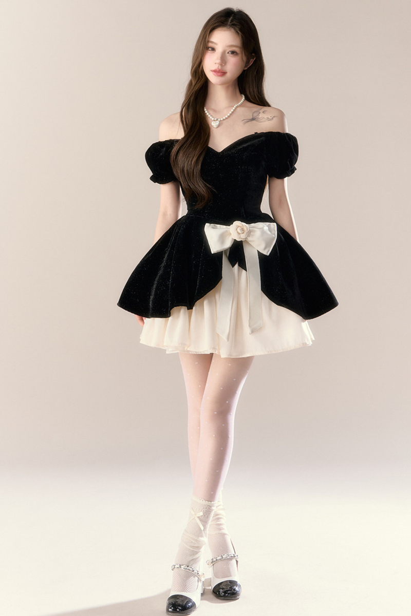 Velvet Girly French Banquet Dress