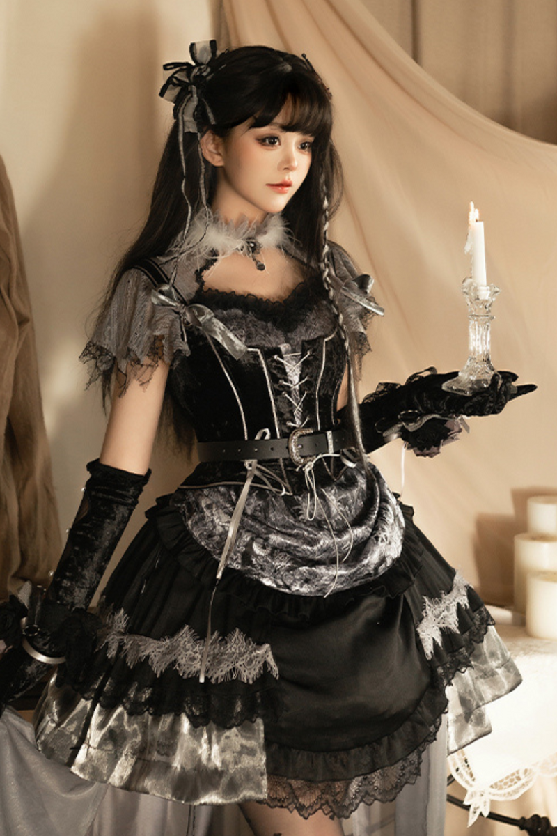 Dark Knight Rose Gothic Dark Cross Crachely Love Lolita Dress