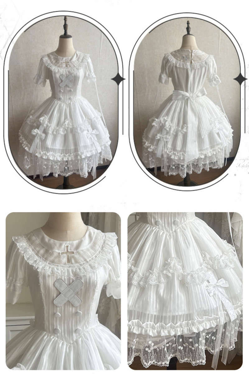 [pre-order] Pure White Gothic Tulle Dress + Nurse Hat