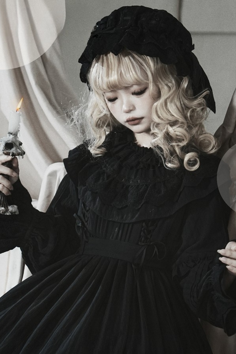 Classical Dark Gothic Style Doll Dress + Baby Hat