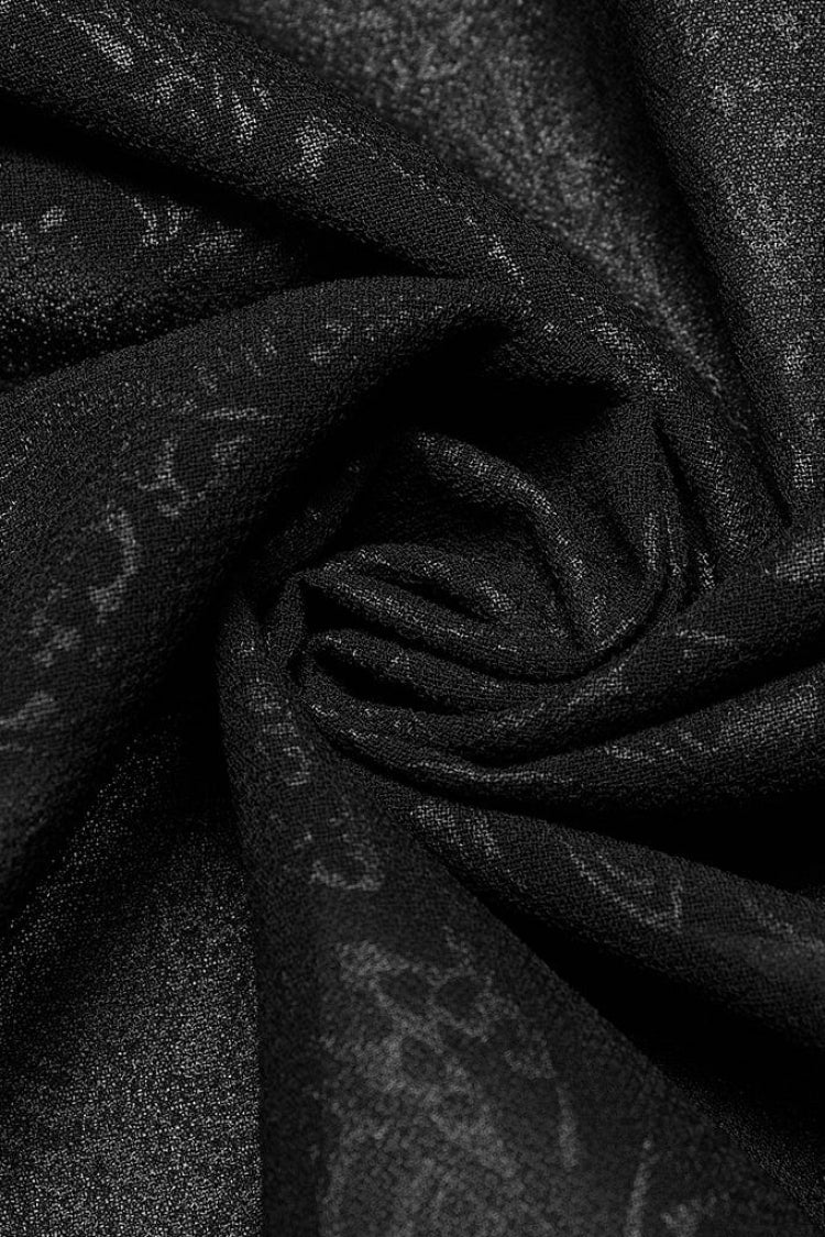 Black Stand Collar Ruffle Embroidery Gothic Blouse