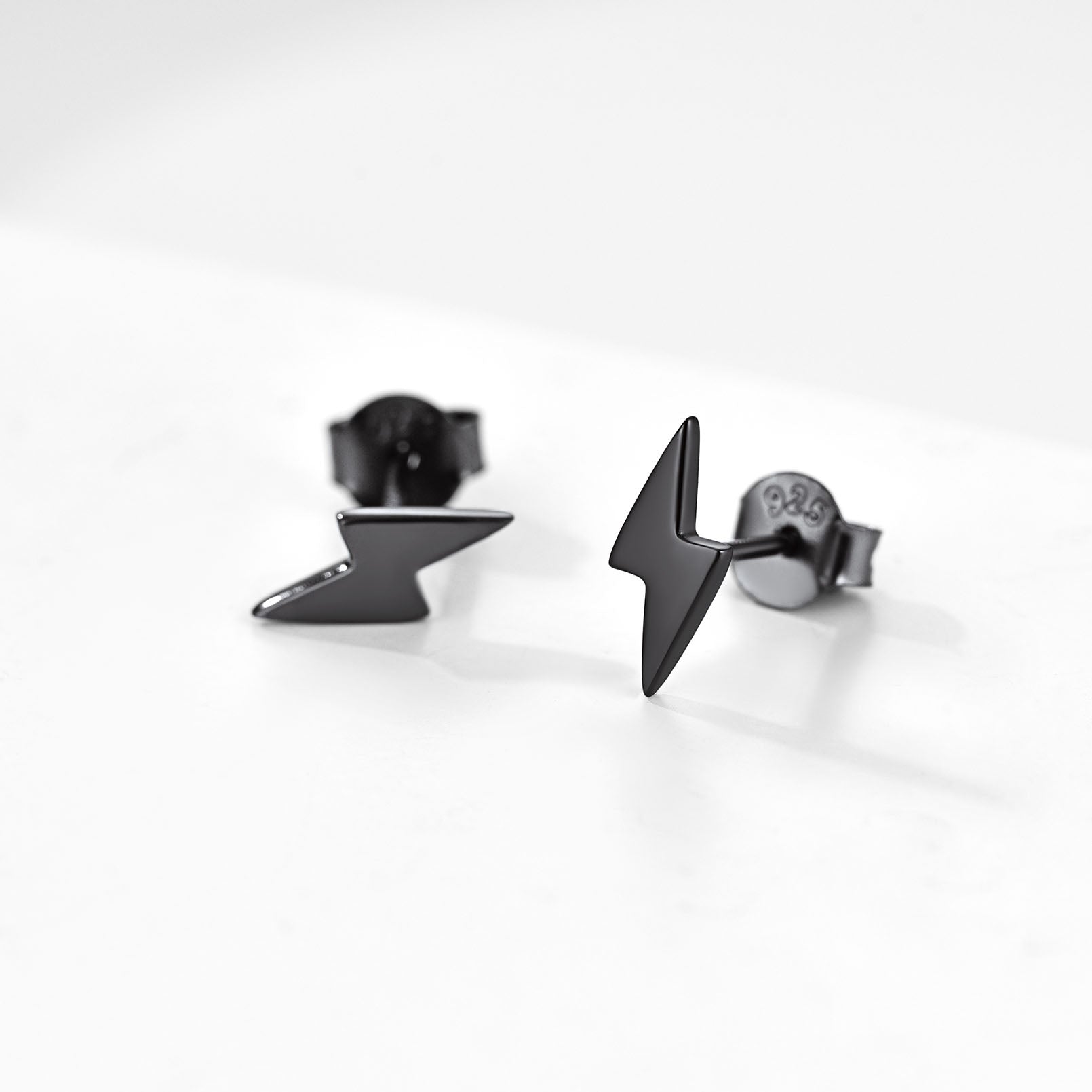 Sterling Silver Lightning Bolt Stud Earrings for