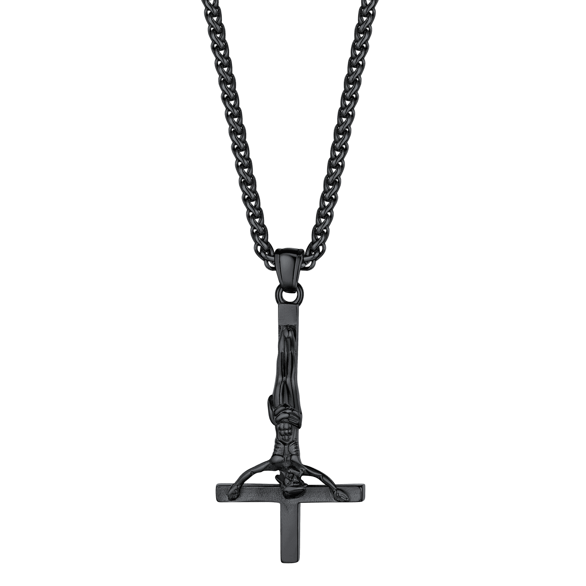 Unside Down Cross Crucifix Necklace Pendant for