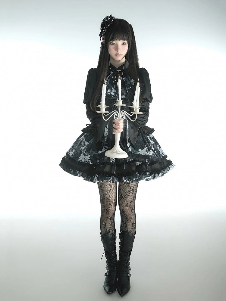 [pre-order Deadline: May 13] Bone Iris Gothic Black Ruffle Shirt + Corset Skirt + Accessories