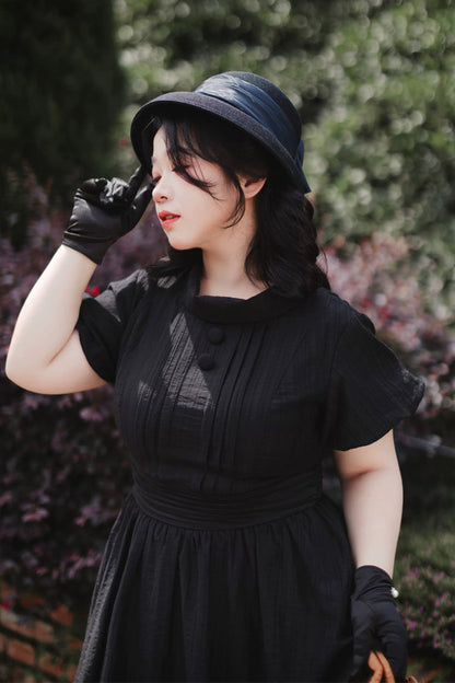 Black [forest Gallery] High Collar Short Lantern Sleeves Pastoral Style Classic Lolita Dress